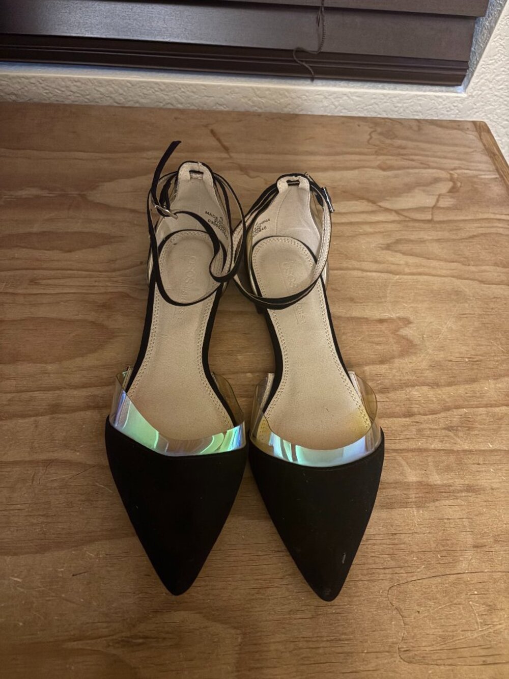 ASOS Shoes Dress Flats 4 Black Pointed Toe Synthetic Ankle Strap Neutral Party